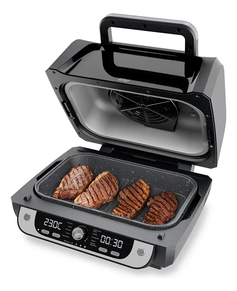 Electric Barbecue Air Fryer with Digital Control Panel and 12 Cooking Functions